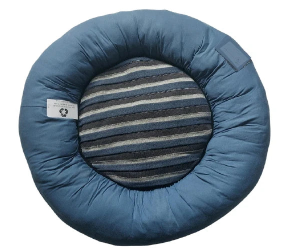 Cama redonda azul para cães e gatos