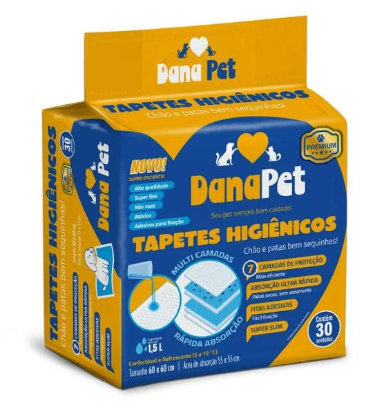 Pacote de tapetes higiênicos 60 por 60 com 30 unidades
